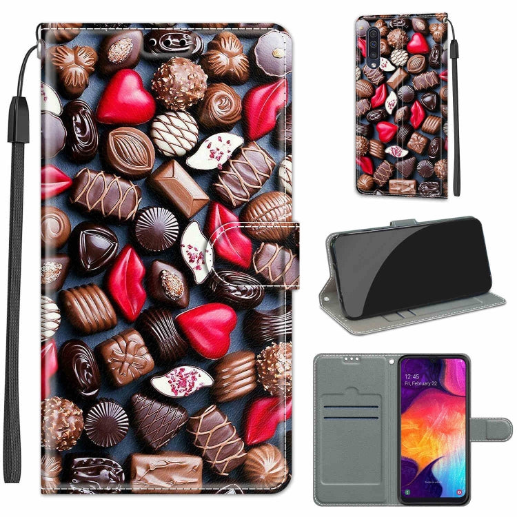 Custodia in pelle PU a vibrazione orizzontale con chiusura magnetica a disegno colorato di tensione con supporto e slot per schede, For Samsung Galaxy A50
