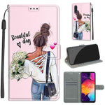 Custodia in pelle PU a vibrazione orizzontale con chiusura magnetica a disegno colorato di tensione con supporto e slot per schede, For Samsung Galaxy A50
