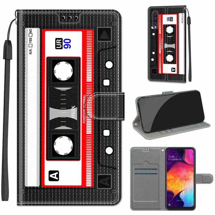 Custodia in pelle PU a vibrazione orizzontale con chiusura magnetica a disegno colorato di tensione con supporto e slot per schede, For Samsung Galaxy A50
