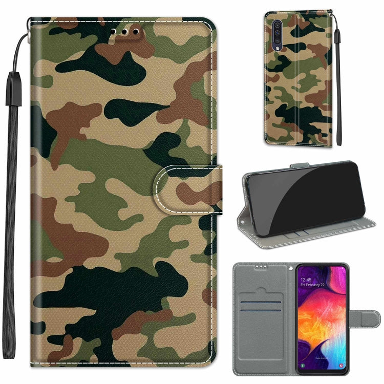 Custodia in pelle PU a vibrazione orizzontale con chiusura magnetica a disegno colorato di tensione con supporto e slot per schede, For Samsung Galaxy A50