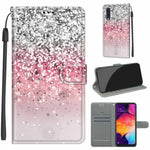 Custodia in pelle PU a vibrazione orizzontale con chiusura magnetica a disegno colorato di tensione con supporto e slot per schede, For Samsung Galaxy A50