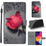 Custodia in pelle PU a vibrazione orizzontale con chiusura magnetica a disegno colorato di tensione con supporto e slot per schede, For Samsung Galaxy A50