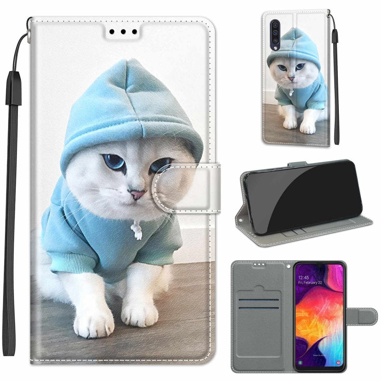Custodia in pelle PU a vibrazione orizzontale con chiusura magnetica a disegno colorato di tensione con supporto e slot per schede, For Samsung Galaxy A50