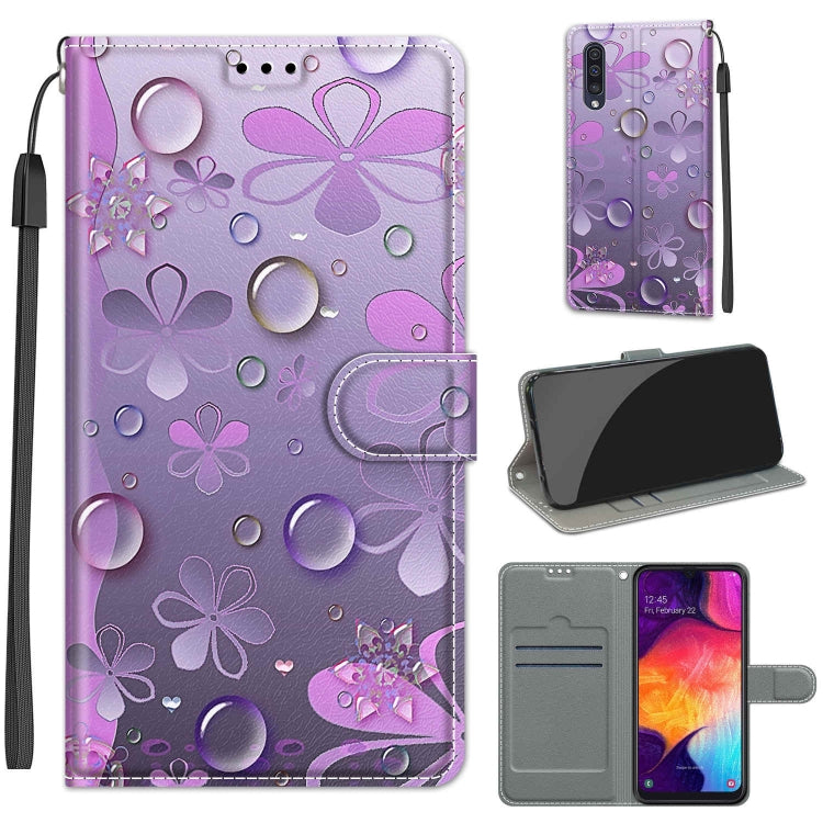 Custodia in pelle PU a vibrazione orizzontale con chiusura magnetica a disegno colorato di tensione con supporto e slot per schede, For Samsung Galaxy A50