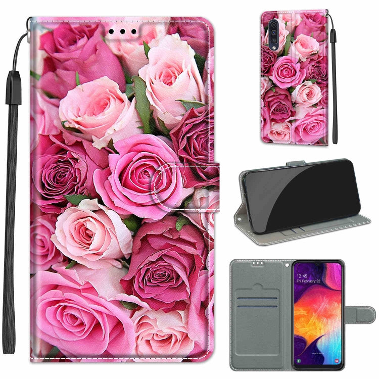 Custodia in pelle PU a vibrazione orizzontale con chiusura magnetica a disegno colorato di tensione con supporto e slot per schede, For Samsung Galaxy A50