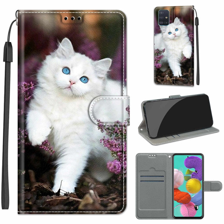 Custodia in pelle PU a vibrazione orizzontale con chiusura magnetica a disegno colorato di tensione con supporto e slot per schede, For Samsung Galaxy A51
