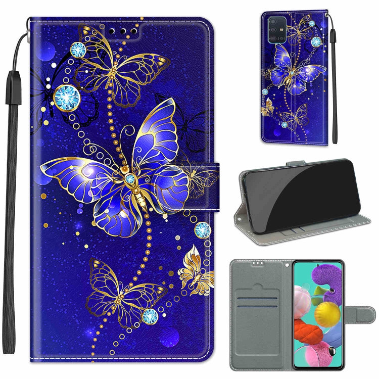 Custodia in pelle PU a vibrazione orizzontale con chiusura magnetica a disegno colorato di tensione con supporto e slot per schede, For Samsung Galaxy A51