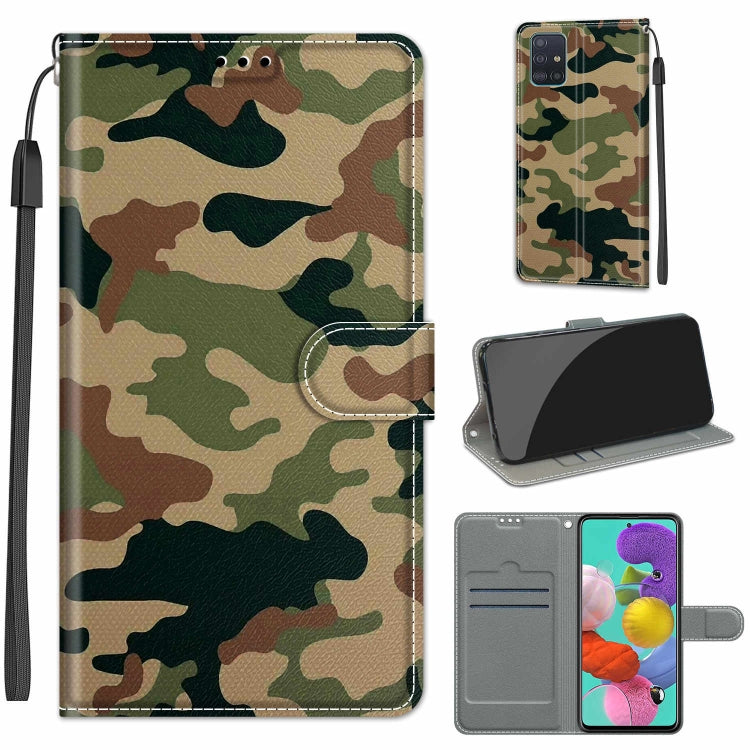 Custodia in pelle PU a vibrazione orizzontale con chiusura magnetica a disegno colorato di tensione con supporto e slot per schede, For Samsung Galaxy A51
