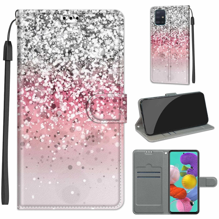 Custodia in pelle PU a vibrazione orizzontale con chiusura magnetica a disegno colorato di tensione con supporto e slot per schede, For Samsung Galaxy A51