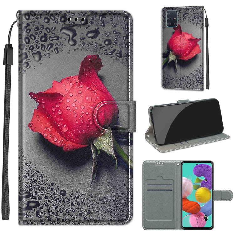 Custodia in pelle PU a vibrazione orizzontale con chiusura magnetica a disegno colorato di tensione con supporto e slot per schede, For Samsung Galaxy A51