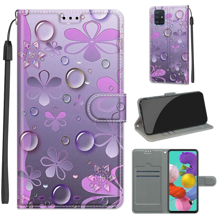 Custodia in pelle PU a vibrazione orizzontale con chiusura magnetica a disegno colorato di tensione con supporto e slot per schede, For Samsung Galaxy A51