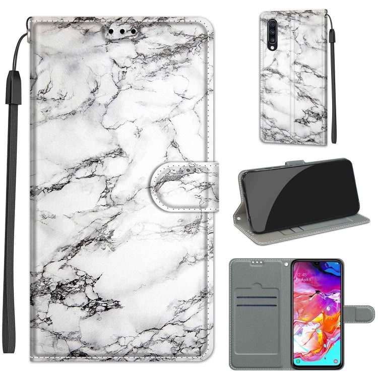 Custodia in pelle PU a vibrazione orizzontale con chiusura magnetica a disegno colorato di tensione con supporto e slot per schede, For Samsung Galaxy A70