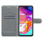 Custodia in pelle PU a vibrazione orizzontale con chiusura magnetica a disegno colorato di tensione con supporto e slot per schede, For Samsung Galaxy A70