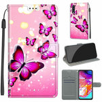 Custodia in pelle PU a vibrazione orizzontale con chiusura magnetica a disegno colorato di tensione con supporto e slot per schede, For Samsung Galaxy A70