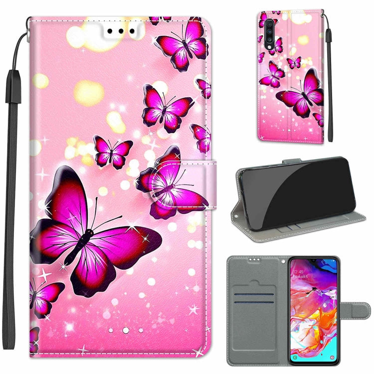 Custodia in pelle PU a vibrazione orizzontale con chiusura magnetica a disegno colorato di tensione con supporto e slot per schede, For Samsung Galaxy A70