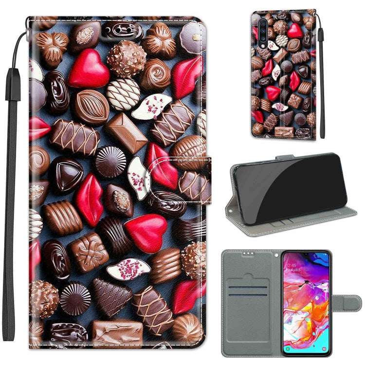 Custodia in pelle PU a vibrazione orizzontale con chiusura magnetica a disegno colorato di tensione con supporto e slot per schede, For Samsung Galaxy A70
