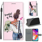 Custodia in pelle PU a vibrazione orizzontale con chiusura magnetica a disegno colorato di tensione con supporto e slot per schede, For Samsung Galaxy A70