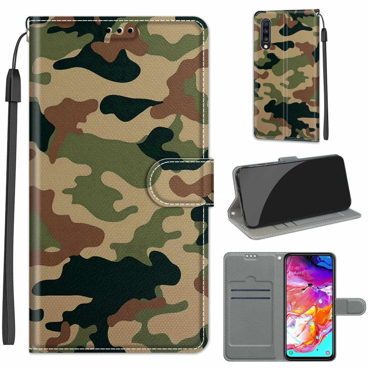 Custodia in pelle PU a vibrazione orizzontale con chiusura magnetica a disegno colorato di tensione con supporto e slot per schede, For Samsung Galaxy A70
