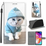 Custodia in pelle PU a vibrazione orizzontale con chiusura magnetica a disegno colorato di tensione con supporto e slot per schede, For Samsung Galaxy A70