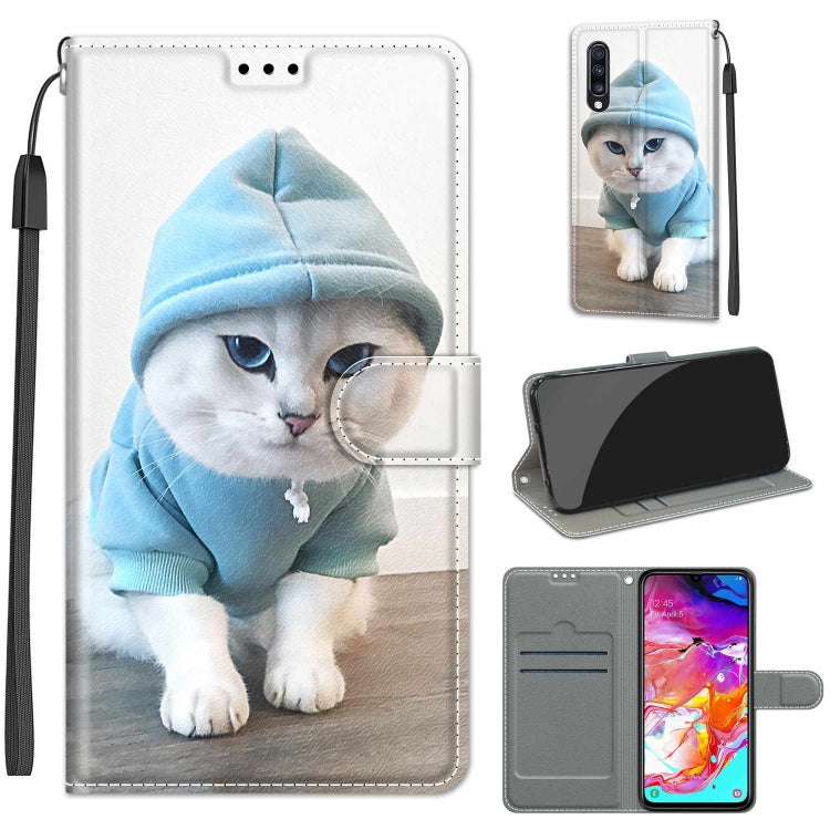 Custodia in pelle PU a vibrazione orizzontale con chiusura magnetica a disegno colorato di tensione con supporto e slot per schede, For Samsung Galaxy A70