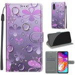 Custodia in pelle PU a vibrazione orizzontale con chiusura magnetica a disegno colorato di tensione con supporto e slot per schede, For Samsung Galaxy A70