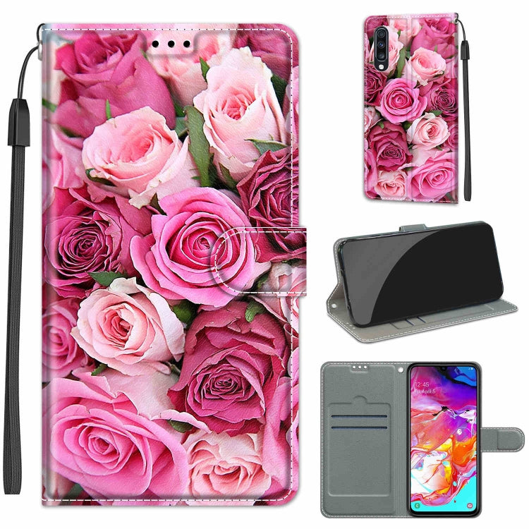 Custodia in pelle PU a vibrazione orizzontale con chiusura magnetica a disegno colorato di tensione con supporto e slot per schede, For Samsung Galaxy A70