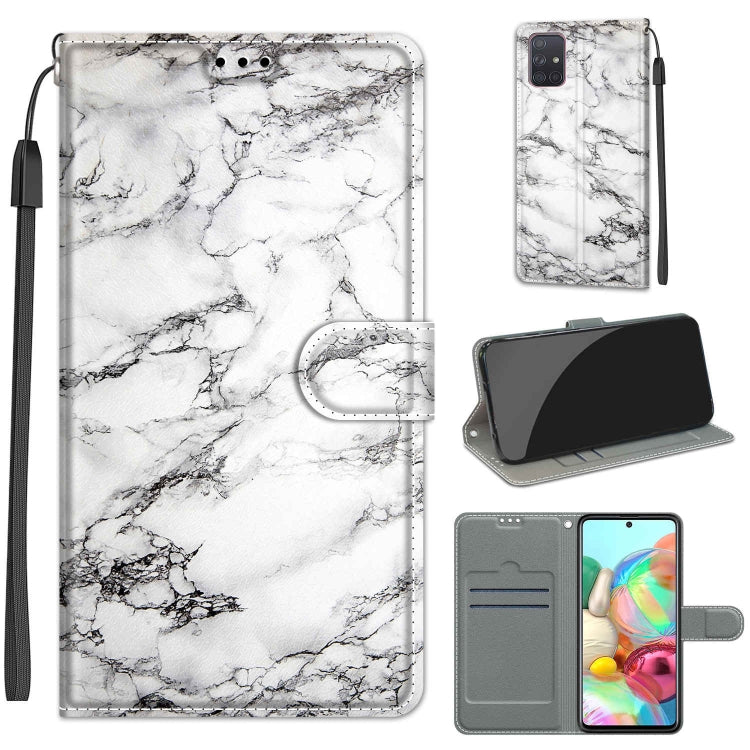 Custodia in pelle PU a vibrazione orizzontale con chiusura magnetica a disegno colorato di tensione con supporto e slot per schede, For Samsung Galaxy A71