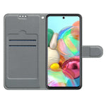 Custodia in pelle PU a vibrazione orizzontale con chiusura magnetica a disegno colorato di tensione con supporto e slot per schede, For Samsung Galaxy A71