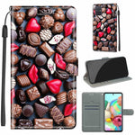 Custodia in pelle PU a vibrazione orizzontale con chiusura magnetica a disegno colorato di tensione con supporto e slot per schede, For Samsung Galaxy A71