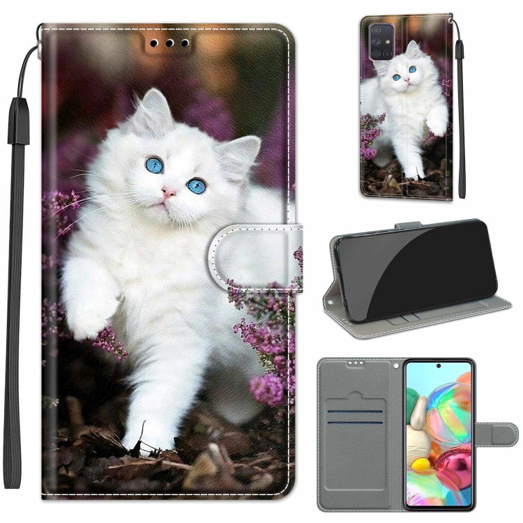 Custodia in pelle PU a vibrazione orizzontale con chiusura magnetica a disegno colorato di tensione con supporto e slot per schede, For Samsung Galaxy A71