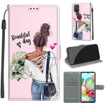 Custodia in pelle PU a vibrazione orizzontale con chiusura magnetica a disegno colorato di tensione con supporto e slot per schede, For Samsung Galaxy A71