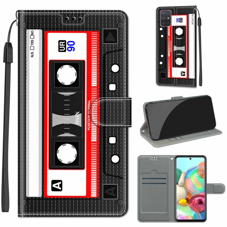 Custodia in pelle PU a vibrazione orizzontale con chiusura magnetica a disegno colorato di tensione con supporto e slot per schede, For Samsung Galaxy A71