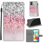 Custodia in pelle PU a vibrazione orizzontale con chiusura magnetica a disegno colorato di tensione con supporto e slot per schede, For Samsung Galaxy A71