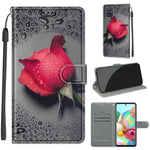 Custodia in pelle PU a vibrazione orizzontale con chiusura magnetica a disegno colorato di tensione con supporto e slot per schede, For Samsung Galaxy A71