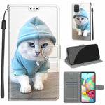Custodia in pelle PU a vibrazione orizzontale con chiusura magnetica a disegno colorato di tensione con supporto e slot per schede, For Samsung Galaxy A71