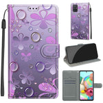 Custodia in pelle PU a vibrazione orizzontale con chiusura magnetica a disegno colorato di tensione con supporto e slot per schede, For Samsung Galaxy A71