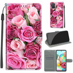 Custodia in pelle PU a vibrazione orizzontale con chiusura magnetica a disegno colorato di tensione con supporto e slot per schede, For Samsung Galaxy A71