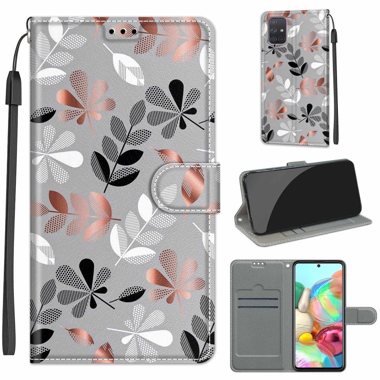 Custodia in pelle PU a vibrazione orizzontale con chiusura magnetica a disegno colorato di tensione con supporto e slot per schede, For Samsung Galaxy A71