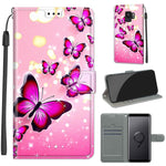 Custodia in pelle PU a vibrazione orizzontale con chiusura magnetica a disegno colorato di tensione con supporto e slot per schede, For Samsung Galaxy S9