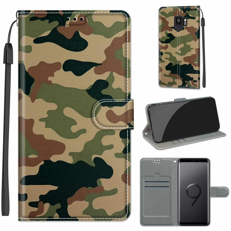 Custodia in pelle PU a vibrazione orizzontale con chiusura magnetica a disegno colorato di tensione con supporto e slot per schede, For Samsung Galaxy S9