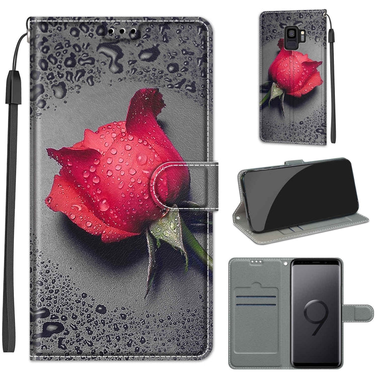 Custodia in pelle PU a vibrazione orizzontale con chiusura magnetica a disegno colorato di tensione con supporto e slot per schede, For Samsung Galaxy S9