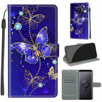 Custodia in pelle PU a vibrazione orizzontale con chiusura magnetica a disegno colorato di tensione con supporto e slot per schede, For Samsung Galaxy S9+