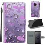 Custodia in pelle PU a vibrazione orizzontale con chiusura magnetica a disegno colorato di tensione con supporto e slot per schede, For Samsung Galaxy S9+