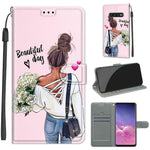 Custodia in pelle PU a vibrazione orizzontale con chiusura magnetica a disegno colorato di tensione con supporto e slot per schede, For Samsung Galaxy S10