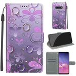 Custodia in pelle PU a vibrazione orizzontale con chiusura magnetica a disegno colorato di tensione con supporto e slot per schede, For Samsung Galaxy S10