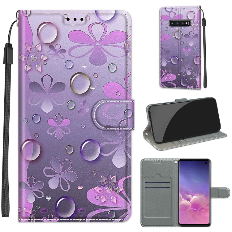 Custodia in pelle PU a vibrazione orizzontale con chiusura magnetica a disegno colorato di tensione con supporto e slot per schede, For Samsung Galaxy S10