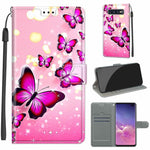 Custodia in pelle PU a vibrazione orizzontale con chiusura magnetica a disegno colorato di tensione con supporto e slot per schede, For Samsung Galaxy S10+