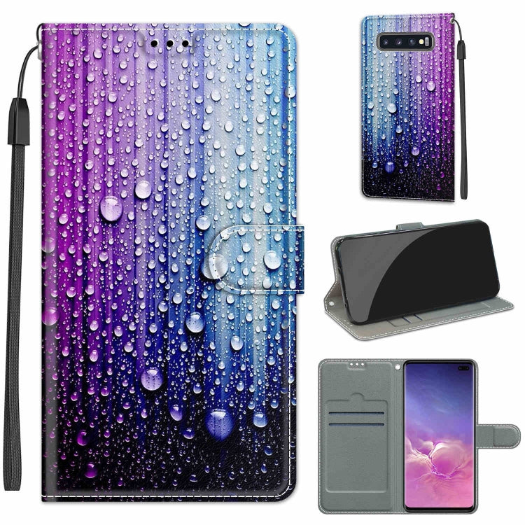 Custodia in pelle PU a vibrazione orizzontale con chiusura magnetica a disegno colorato di tensione con supporto e slot per schede, For Samsung Galaxy S10+