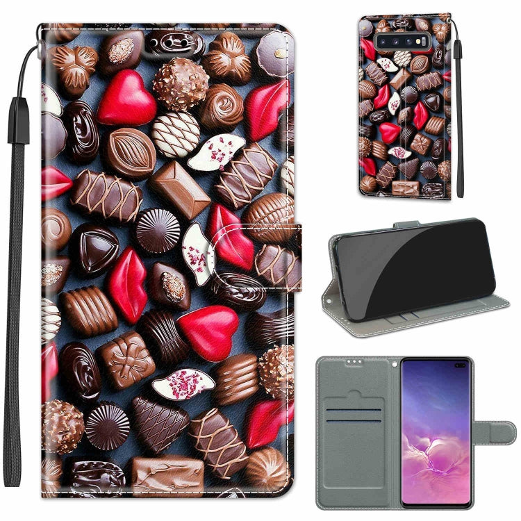 Custodia in pelle PU a vibrazione orizzontale con chiusura magnetica a disegno colorato di tensione con supporto e slot per schede, For Samsung Galaxy S10+