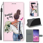 Custodia in pelle PU a vibrazione orizzontale con chiusura magnetica a disegno colorato di tensione con supporto e slot per schede, For Samsung Galaxy S10+